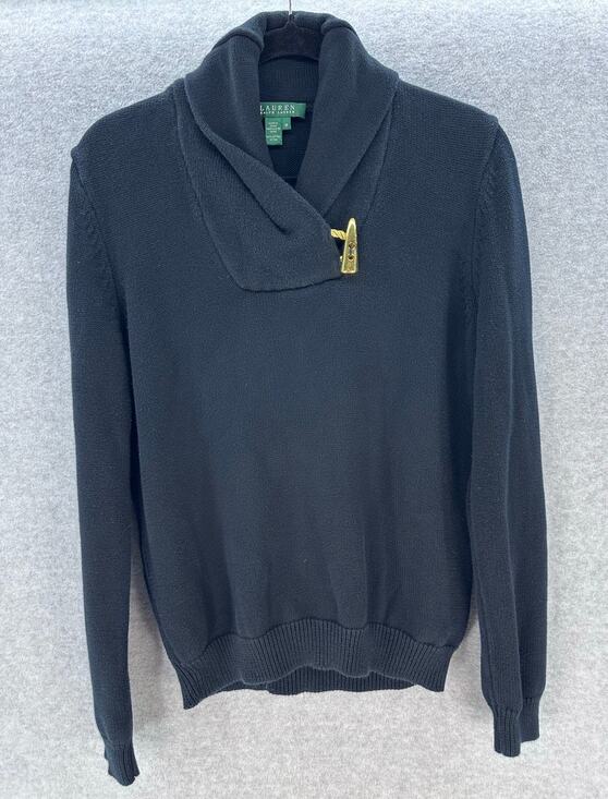 Lauren by Ralph Lauren Sweaters - Lauren Ralph Lauren Women's M Navy Toggle Shawl Neck Sweater Cotton Nautical